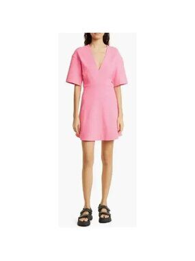 NEW GANNI Pink Mini Dress Luxury Designer Soft Girl Twee Preppy Womens XS